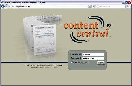 Content Central Login Panel