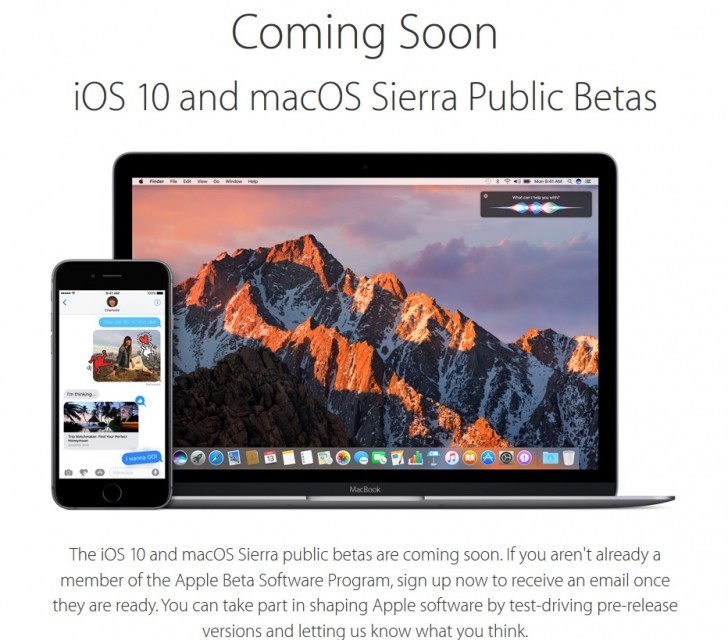 iOS 10 beta 1 and macOS Sierra beta 1