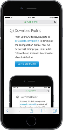Apple iOS beta profile download