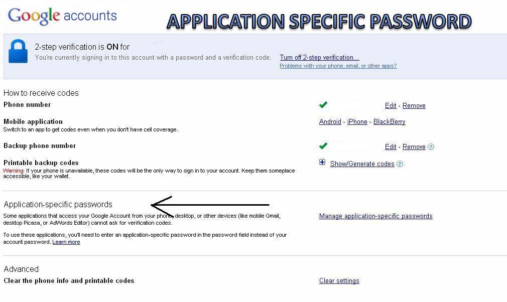 Application Specific Password