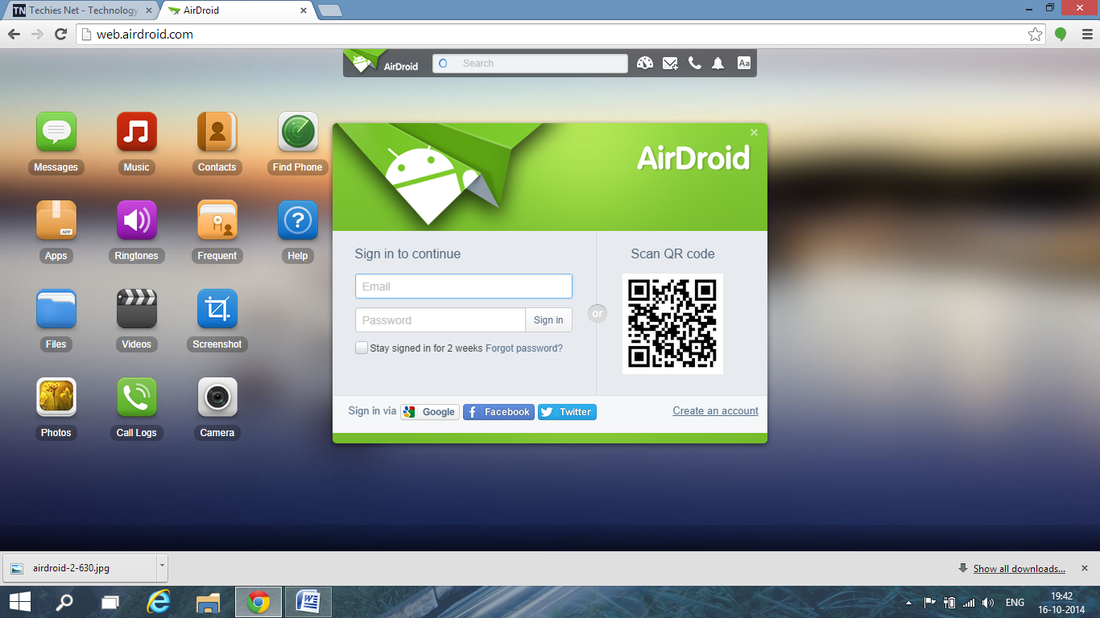 Sign in to airdroid