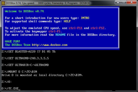 Open Turbo C in DosBox 