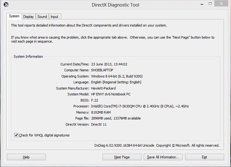 Directx Diagnosis Tool