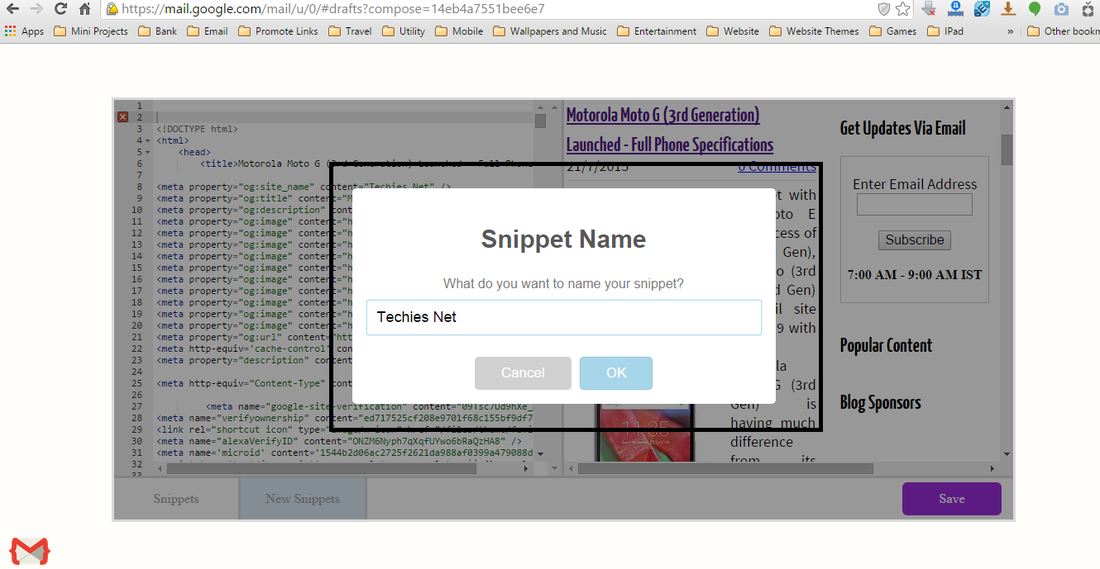 HTML Inserter Snippet Name