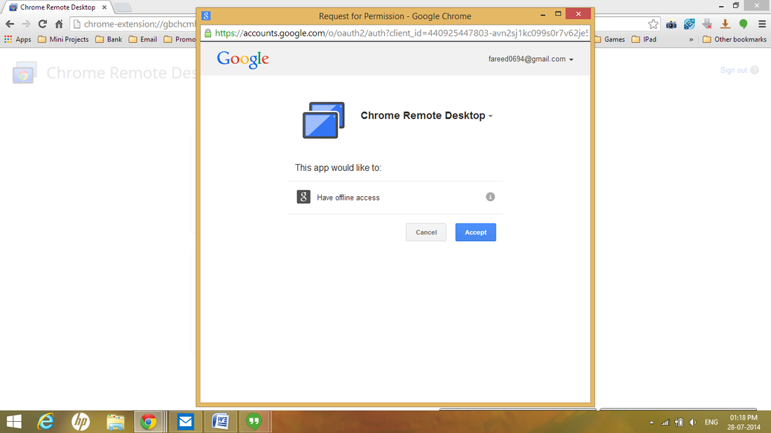 Chrome Remote Desktop Request Permission