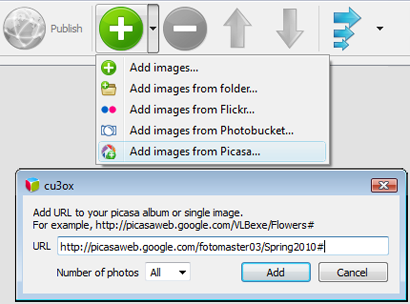 CU3OX - Upload Images from picasa and Flicker