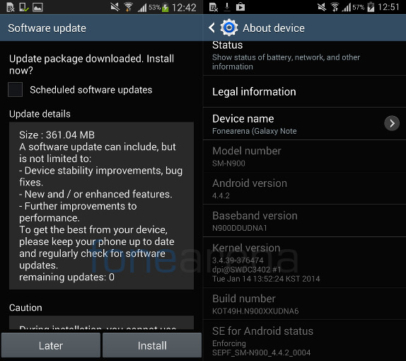 update note 3 to android 4.4.2