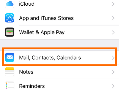 Mail Contacts calendars