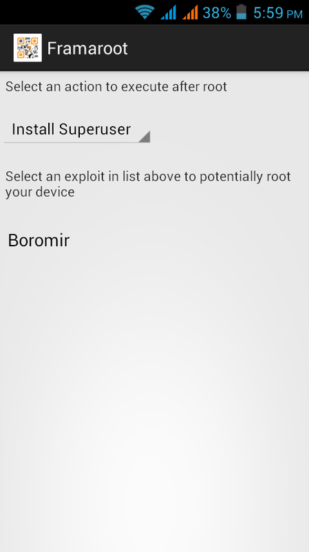 Framaroot Application In Micromax A250
