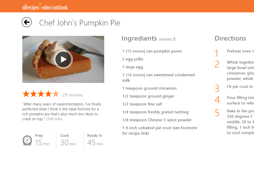 Allrecipes Video Cookbook for iOS, Android, Windows Phone & Windows 8