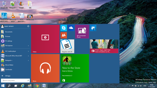 Start menu in windows 10