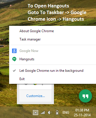 Hangouts In Taskbar