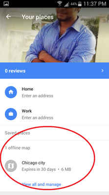 Google Maps Offline Saved