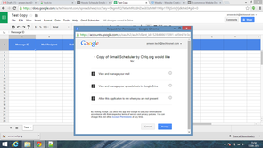 Google sheet asking authorization